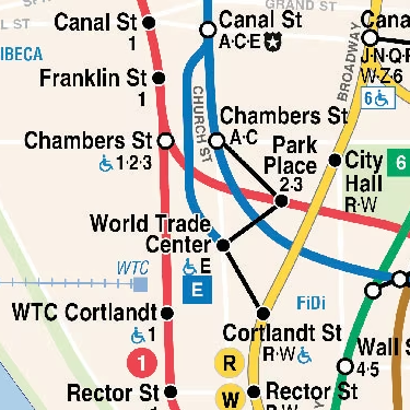 The New York City Subway map showing typical weekday service from MTA.